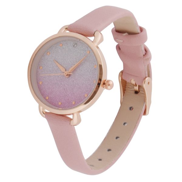 Digitime PU Glitz Watch - Blush and Rosegold