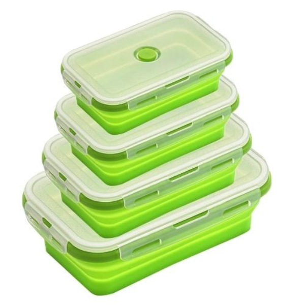 Collapsible Silicone Food Storage Container - Set of Four - Green | Buy ...