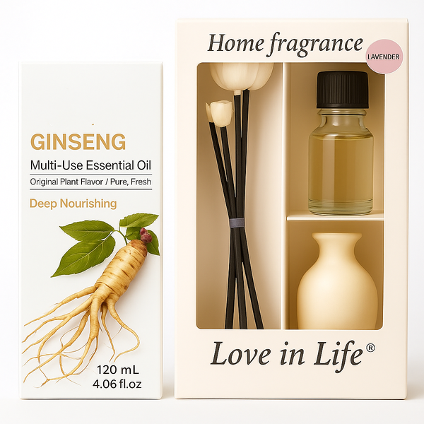 Ginseng Essential Oil &amp; Home Fragrance Reed Diffuser Set for Home Office