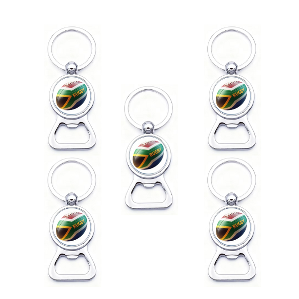 5PK Rugby South Africa 2 in 1 Bottle Opener and Keyring Novelty Gift