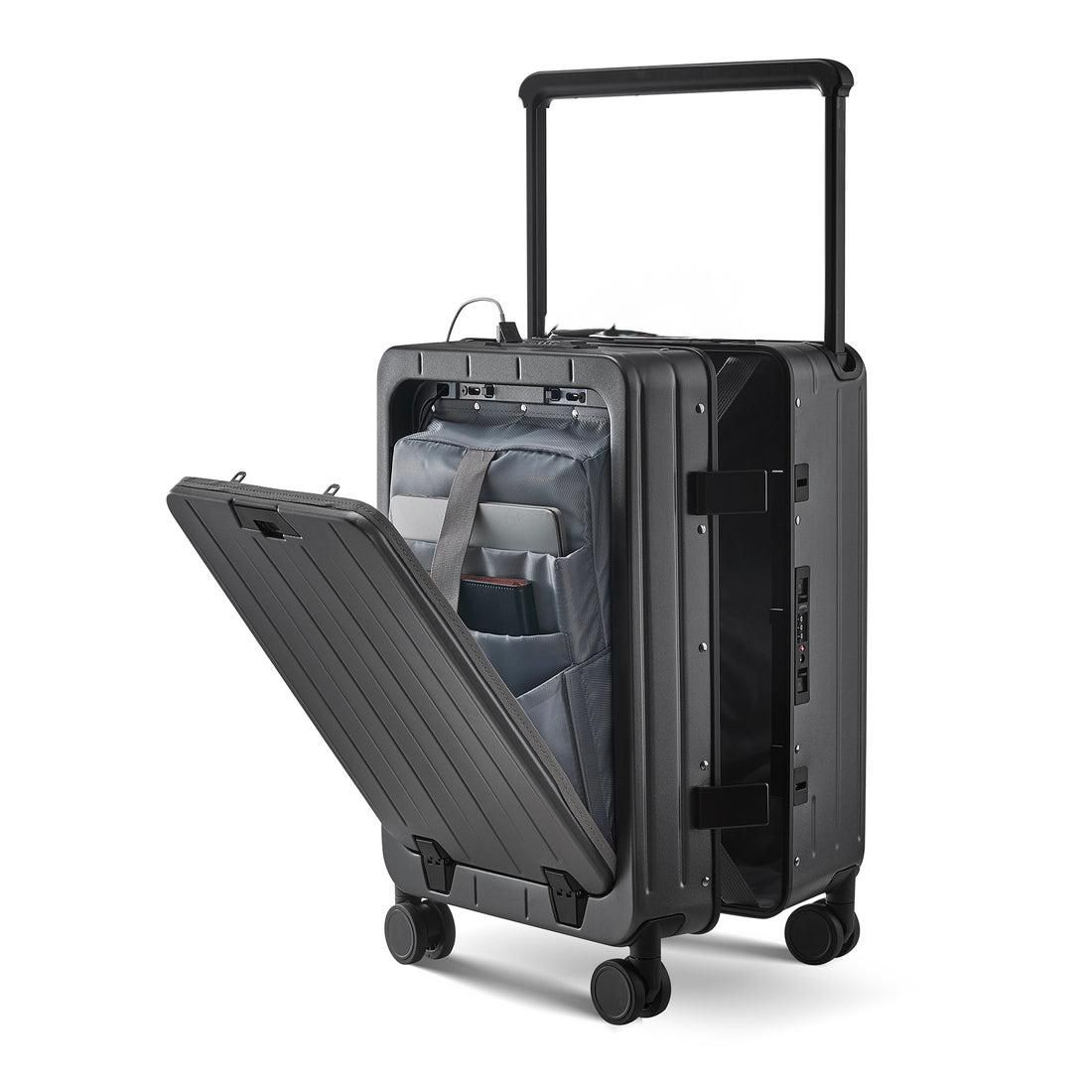 Luxury Carry On Suitcase - Hard Shell Cabin Luggage with Laptop Compartment