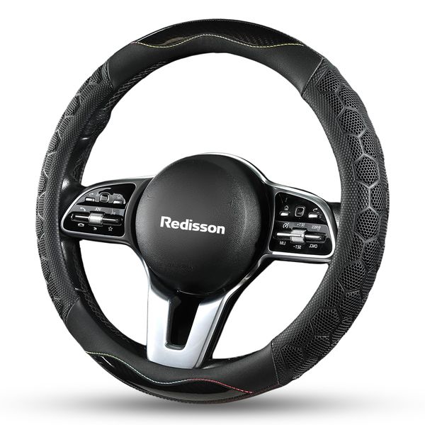 Steering Wheel Cover, Universal 38.1cm, Carbon Fiber PU Leather