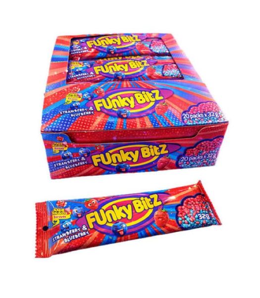 Ama Bom Bom Funky Bitz Strawberry &amp; Blueberry Chewy Sweets - Pack of 20