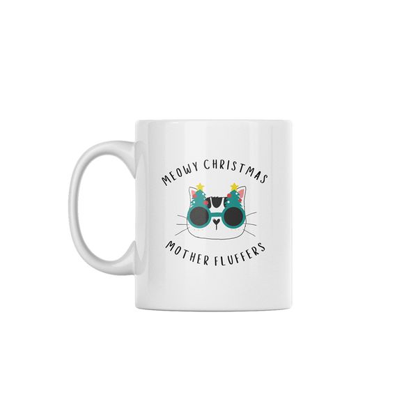 Meowy Christmas Festive Custom Printed Mug - White - 330ml