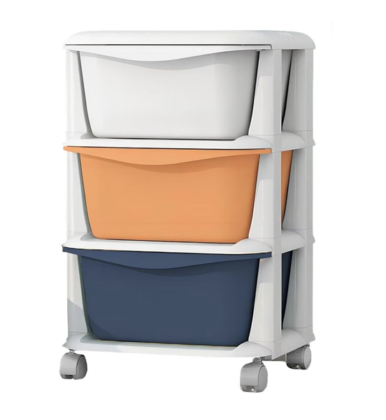Decor Three Layer Plastic Storage Cabinet With Drawers &amp; Wheels - 57cm