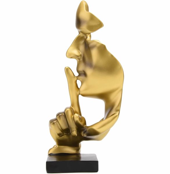 Silence is Golden Thinker Statue Resin Keep Silent Men Figurine11inch