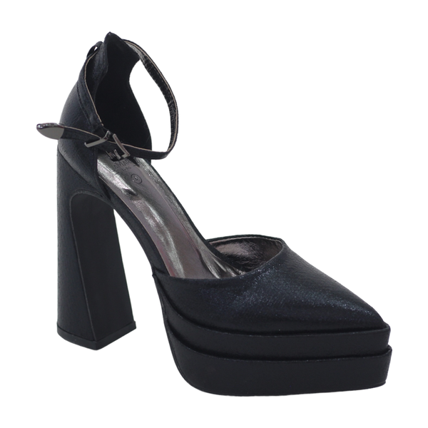 Coney 13.5cm Platform Heel Funky One Band Ankle Strap Pointy - Champagne