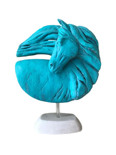 Resin Tabletop Horse Sculpture - Turquoise
