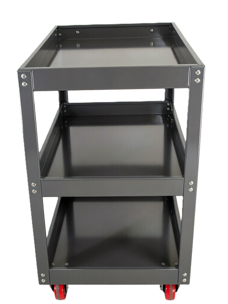 Osaka 3 layer Metal Tool Storage Trolley With Handle &amp;Brake Wheels(Grey)