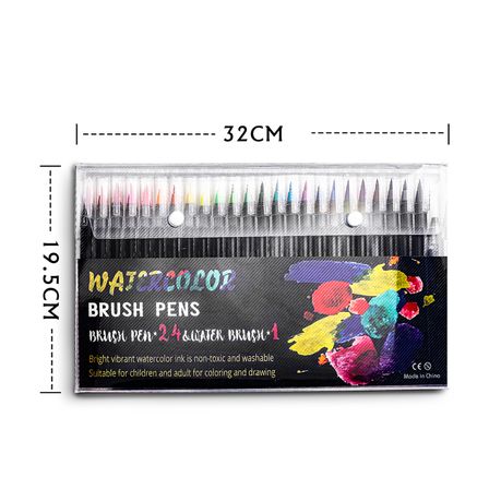 Watercolor Brush Pens, 24-Pack
