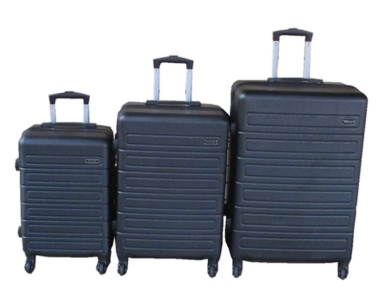 Black 3-Piece ABS Hard Shell Luggage Set Spinner Wheels&amp;Telescoping Handles