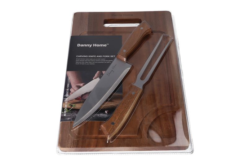 3 Piece Danny Home Knife, Fork &amp; Serving Tray Set