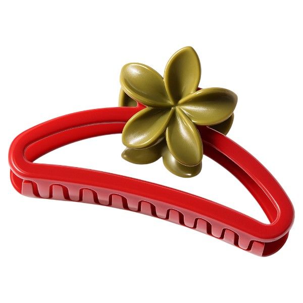 Glossy Flower-Detail Claw Hair Clip