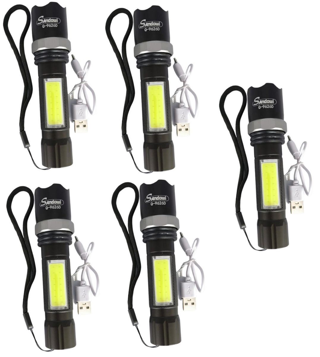 Andowl Rechargeable Super Bright Torch Q9626D Pack of 5 Shop