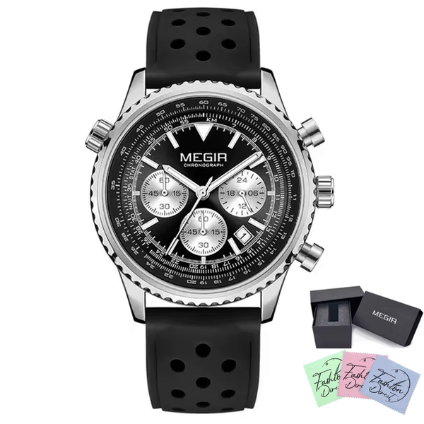 Megir - Men Chronograph Silicone Strap Sport Qua image