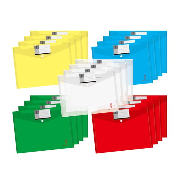 PCF-A4-20,180 Micron High Quality A4 Carry Folders Assorted Colours-Pack 20