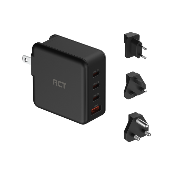 RCT 100W GaN Fast Charging Travel Adapter - USB-C PD &amp; USB-A