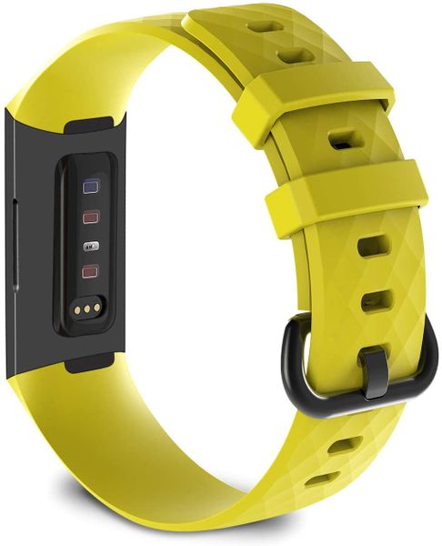 Breathable Silicone Strap Compatible With Fitbit Charge 3/4 M/L-Yellow
