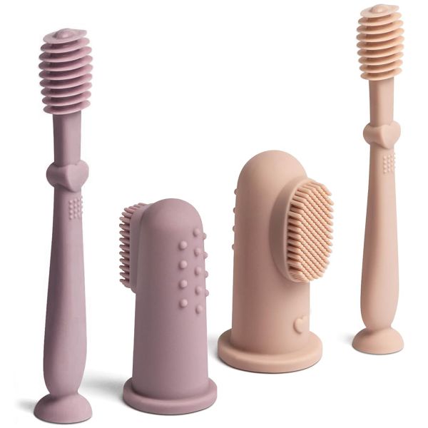 QYNIAL Baby Finger Toothbrush And Tongue Cleaner 4 Pack Silicone 0-36 Month