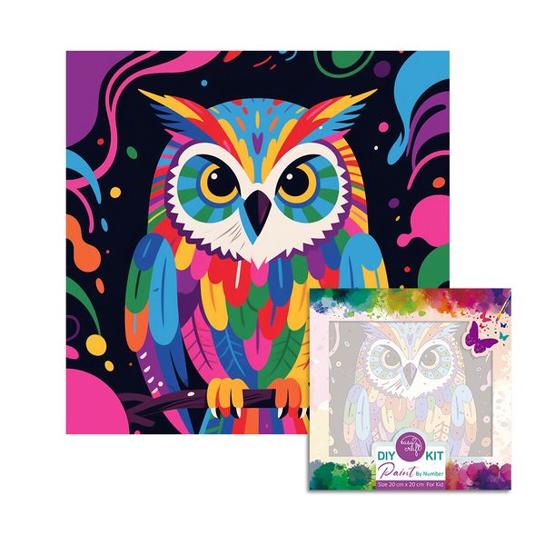 Easy Craft Paint by Number DIY Kit, 20x20cm - Colourful Birds