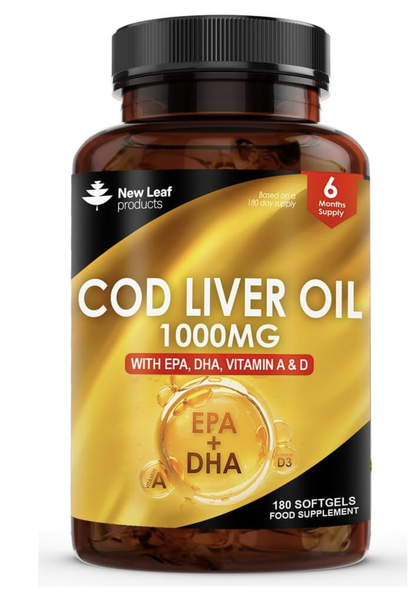 Cod Liver Oil Capsules 6 Month Supply Value Pack-Heart,Brain,Immune Support