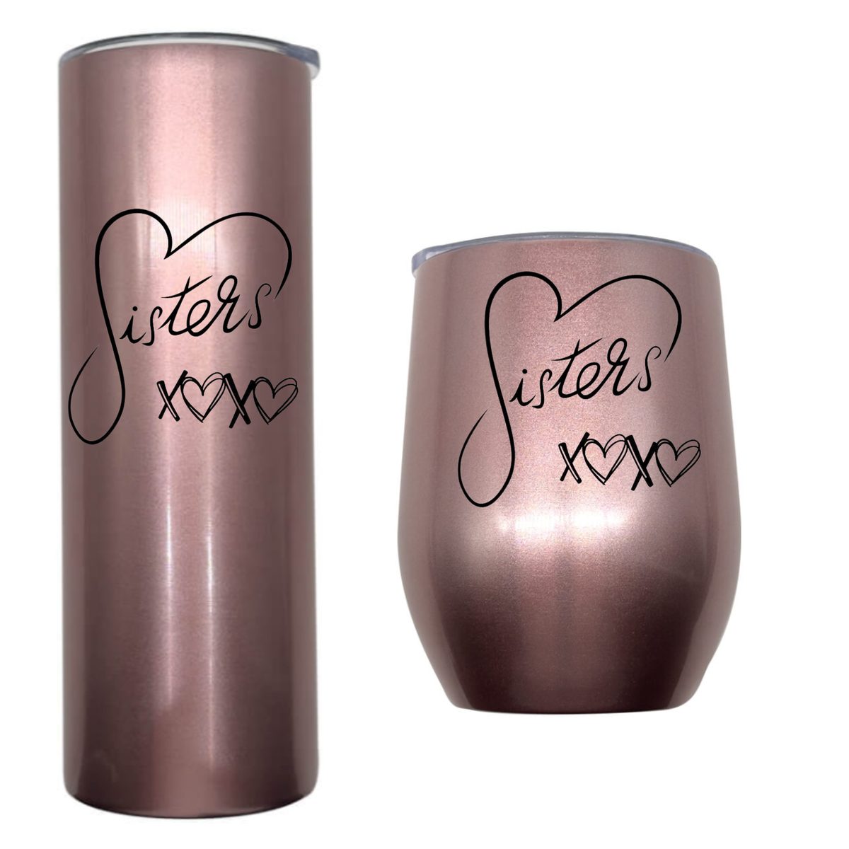 Sisters - Rose Gold Skinny Tumbler & Wine Tumbler Set | Shop Today. Get ...