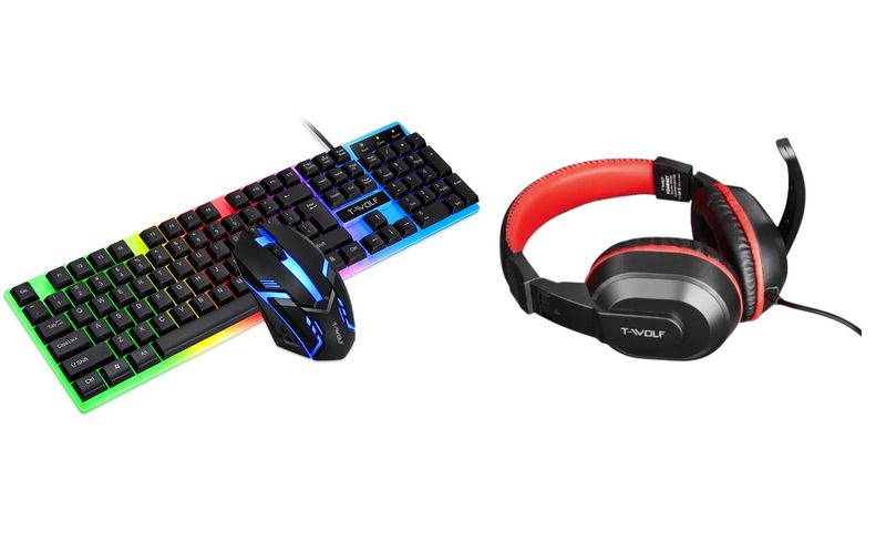 T-Wolf TF230 Combo + H150 Gaming Headset Bundle Deal - Complete Gaming Set