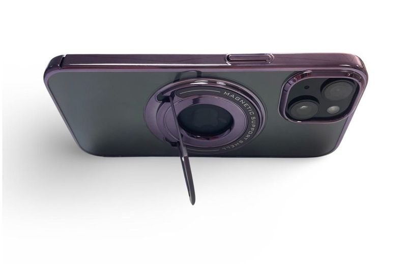 Purple TPU Protective Magnetic Support Shell Case for iPhone Series 15