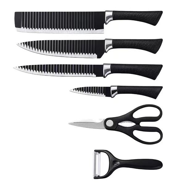 Kitchen Utensils Set With Stainless Knives , Peelers, Scissors in 7 Pieces