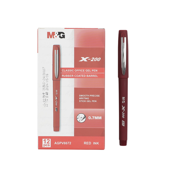 M&amp;G Gel Pen X-200 Red 0.7 V8672 X12 - Smooth Writing Red Gel Pen Pack (12)