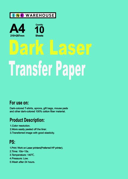 Ink Warehouse A4 LASER DARK T-Shirt Transfer Paper (10 Sheets)