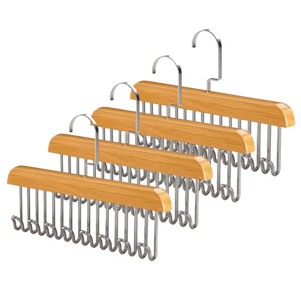 Wooden Multifunctional Clothing Hangers - 4 Pieces