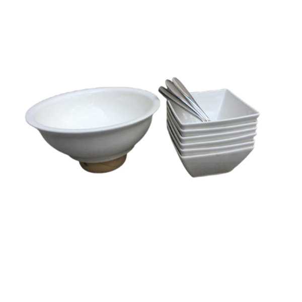 Ceramic Square Ceareal Bowls And Large Fruit Bowl Dinnerware Set