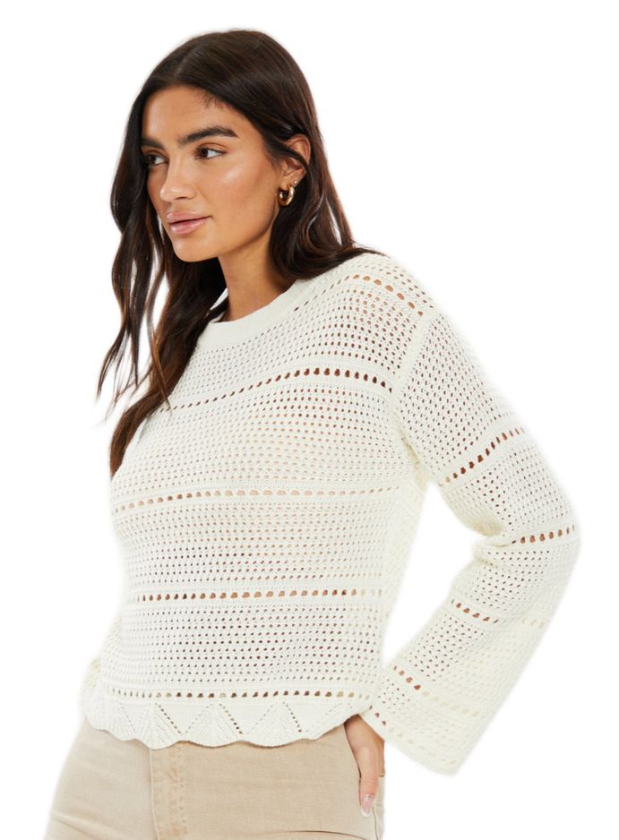 Threadbare - Womens Ivory Pointelle Crochet Jumper | Buy Online in ...