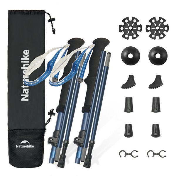 Naturehike Trekking Poles Collapsible Hiking Walking Sticks 2 Piece - 5 Sections