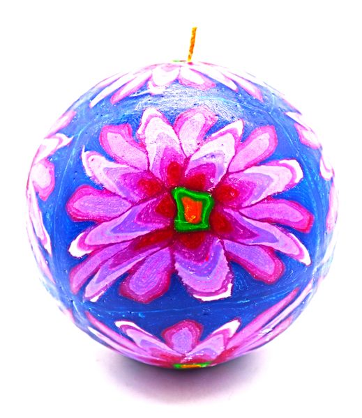 Swazi Hand Made Pink Floral Rounded Candle