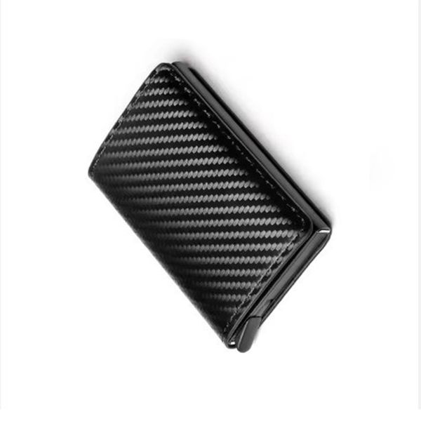 Carbon Fiber Credit Card Wallet, Men's Pop-Up Simple Black Wallet