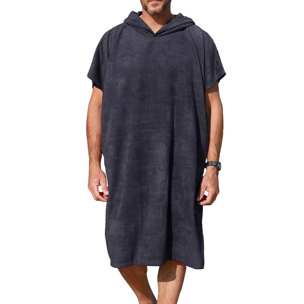 Surfers Poncho Microfiber Hooded Swim Towel with Pocket - Adults