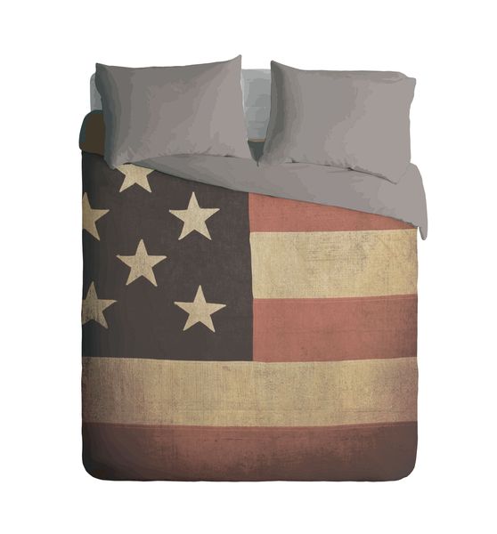 Imaginate Decor - Stars &amp; Stripes USA Grundge Flag Duvet Cover Set