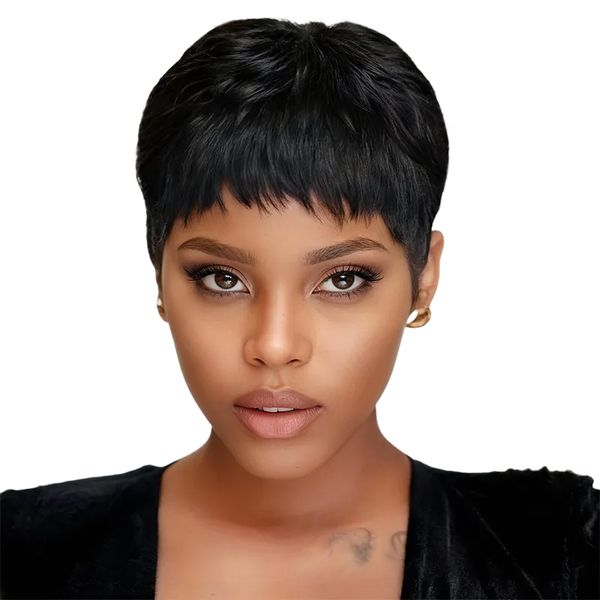 Geebuy Glueless Short Straight Wig Pixie Cut Wig