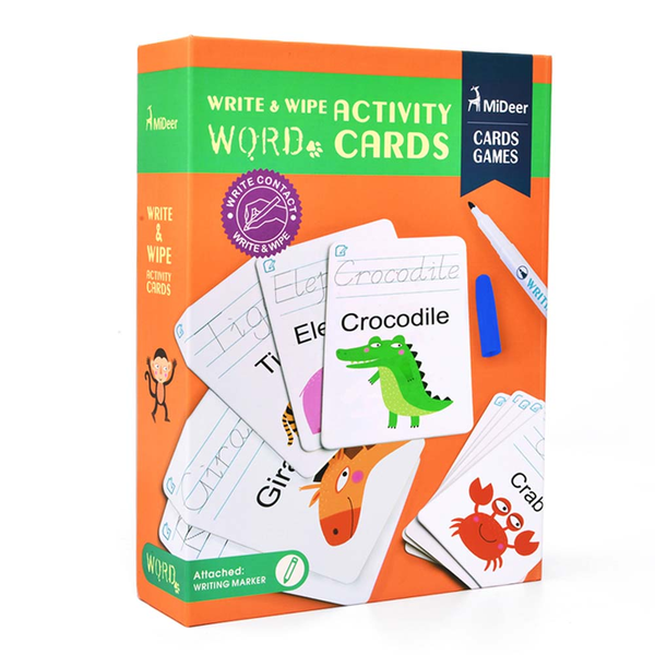 Mideer - Write &amp; Wipe Cards: Words - Reusable Learning Cards for Kids