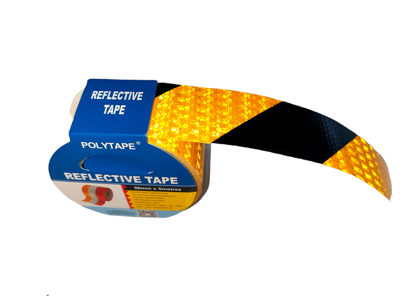 Reflective Tape 5m Yellow and Black striped