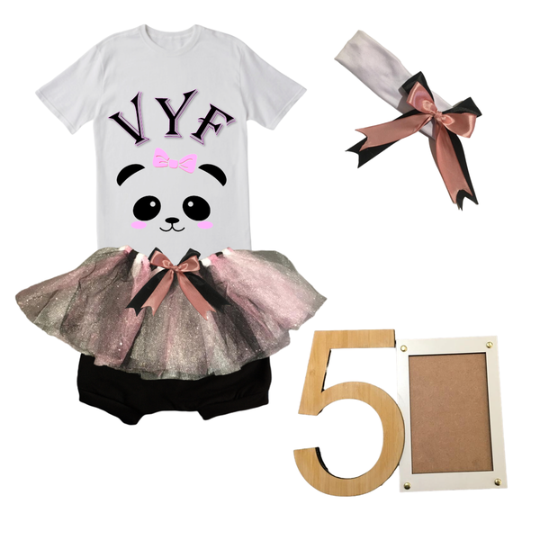 5th Birthday-Panda Pink Tutu Outfit With Photo Frame - Afrikaans