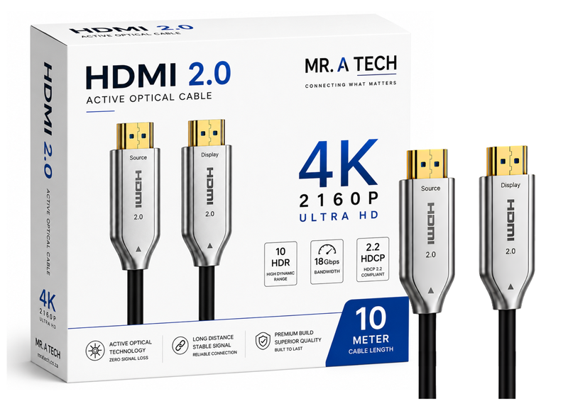 4K HDMI 2.0 Active Optical Fiber Cable - 10 Meter - 4K@60Hz - 18Gbps HDMI