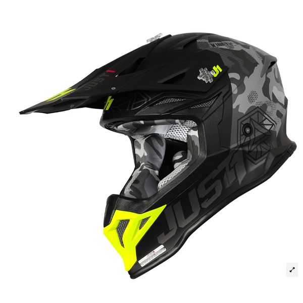 Just J39 Kinetic Camo Fluo Yellow / Red / Black Helmet