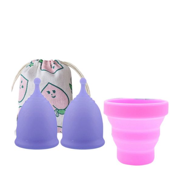 4Pcs/Set Menstrual Cup for Hygiene Silicone Cup S Purple