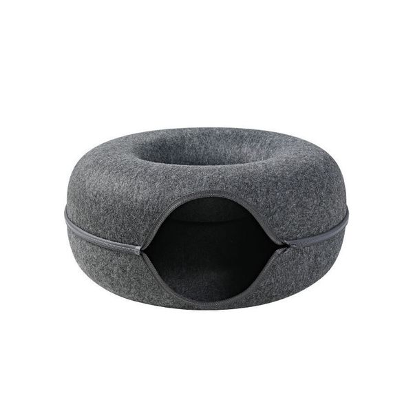 Dark Grey Cat Nest Tunnel Bed