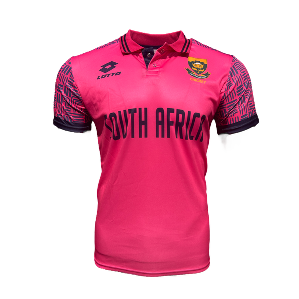 Lotto Proteas ODI Pink Mens Short Sleeve Shirt