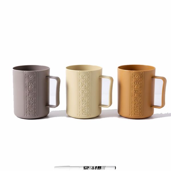 3Pcs Stylish Plastic Mugs for Home, And Travel (In 4 Colors) + ReVibe Pen