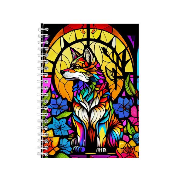 Colorful Cartoon Wolf Landscape Notebook Animal Gift Idea A4 Notepad Pad 89